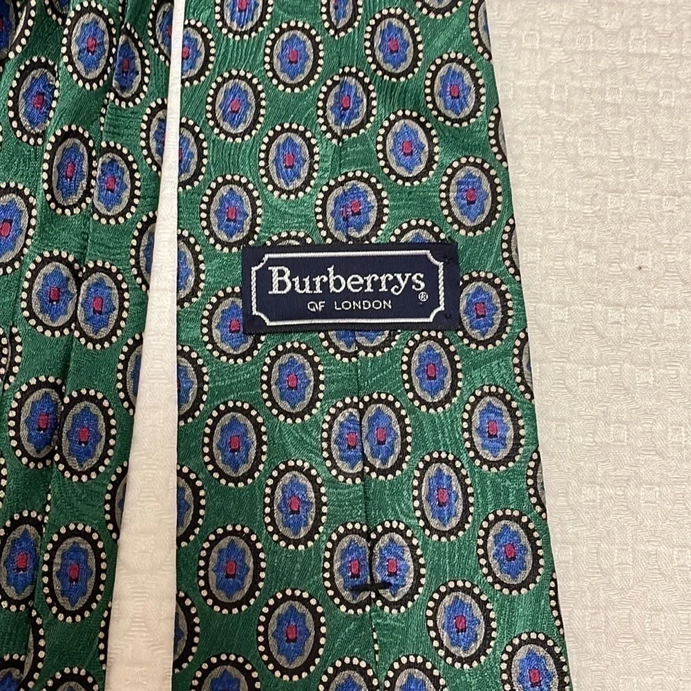 Burberry Green and Blue 100% Silk Tie—GREAT Looking!! Excellent Condition!!